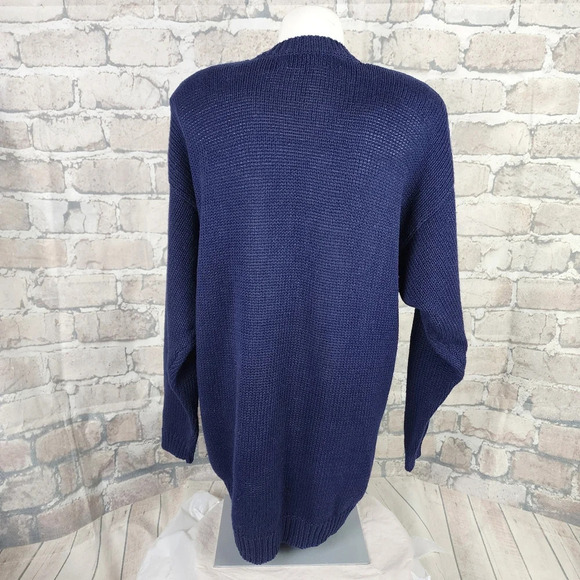 Vintage Chaus Embroidered Preppy  Cardigan Paisley Plaid Cotton Navy Size Large - Picture 11 of 14